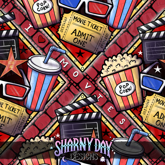 I Heart Movies Limited Seamless Pattern