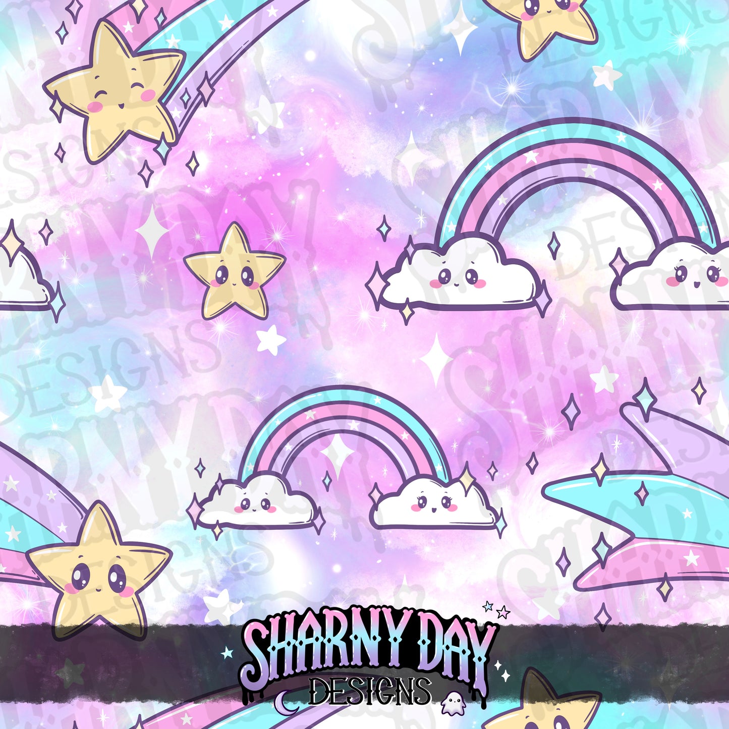 Rainbows & Shooting Stars - Exclusive Seamless Pattern Design