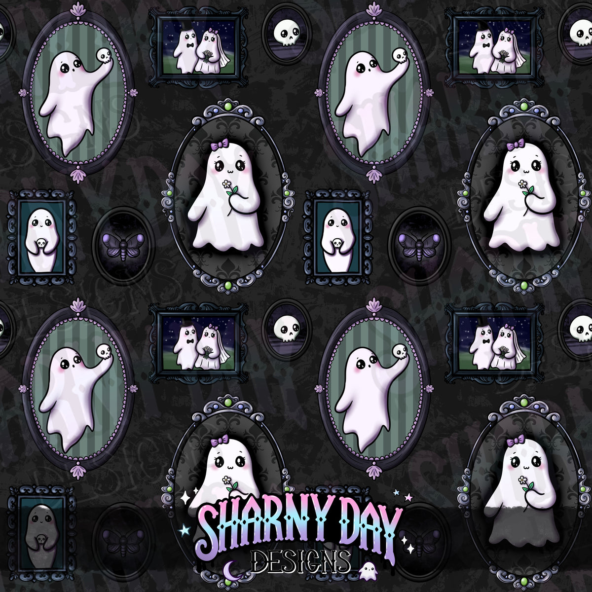 HEXTOBER - Ghostie Wall Hangings (portrait) - Exclusive Seamless Pattern Design