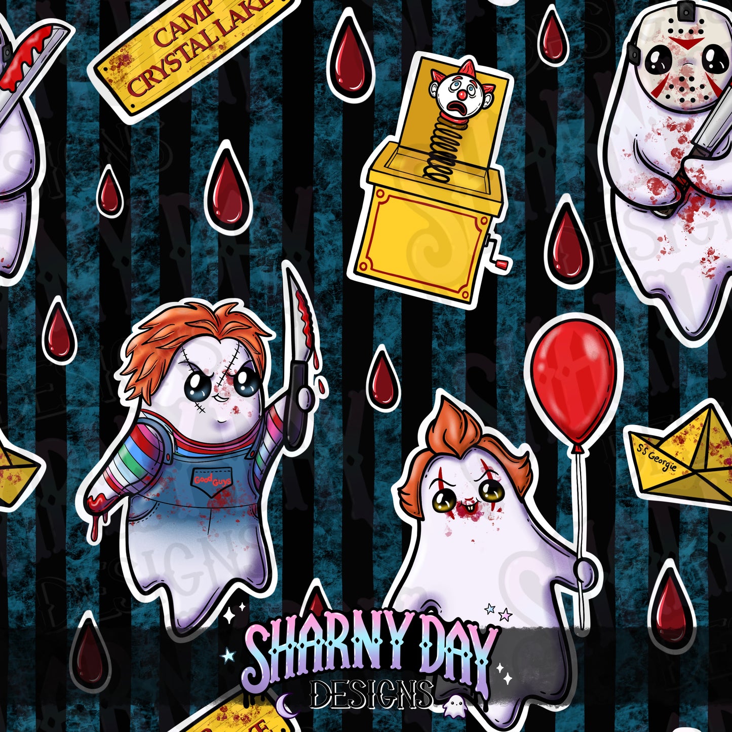 HEXTOBER - Horror Ghosties Exclusive Seamless Pattern Design