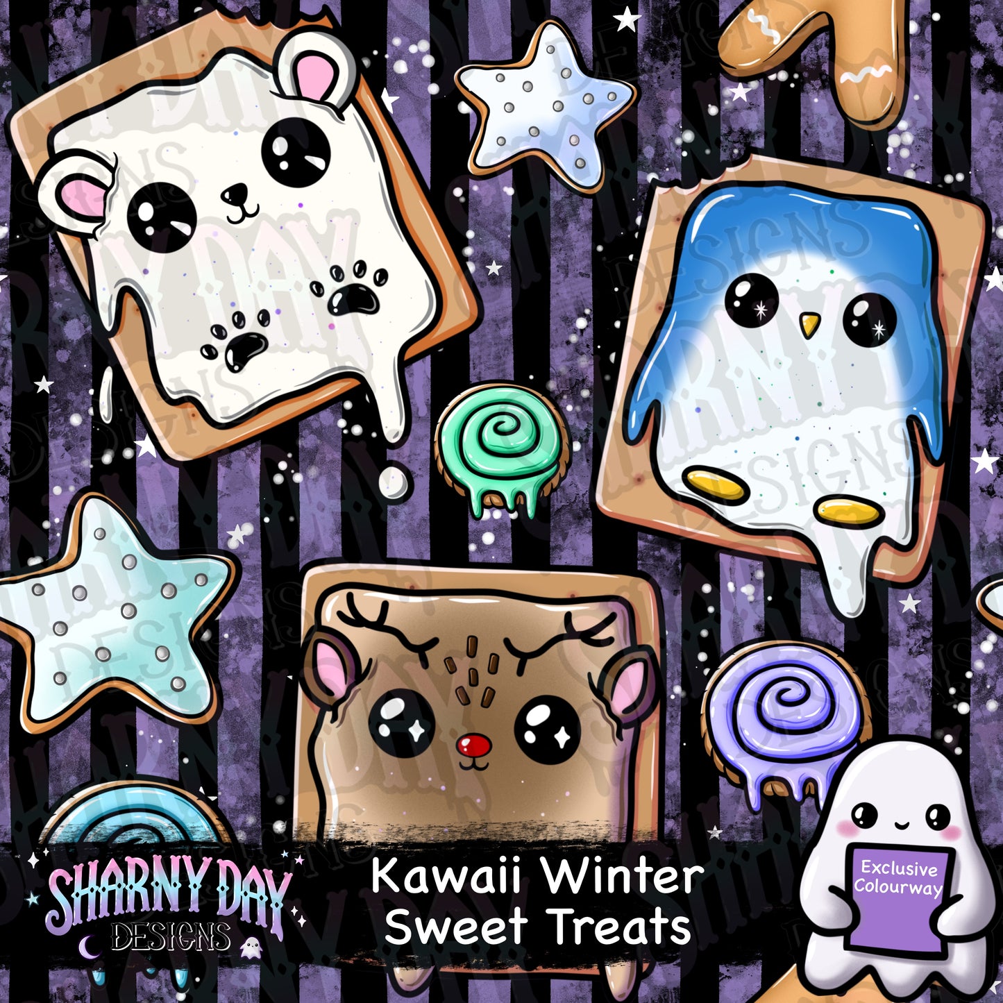 Kawaii Festive Sweet Treats Exclusive Seamless Pattern Desig