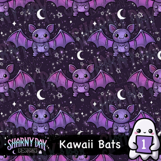 Kawaii Bats Exclusive Seamless Pattern Design