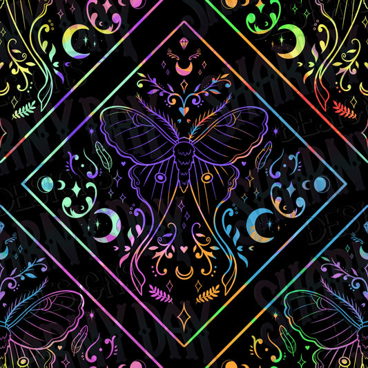 Luna Moth Lines Exclusive Seamless Pattern Design