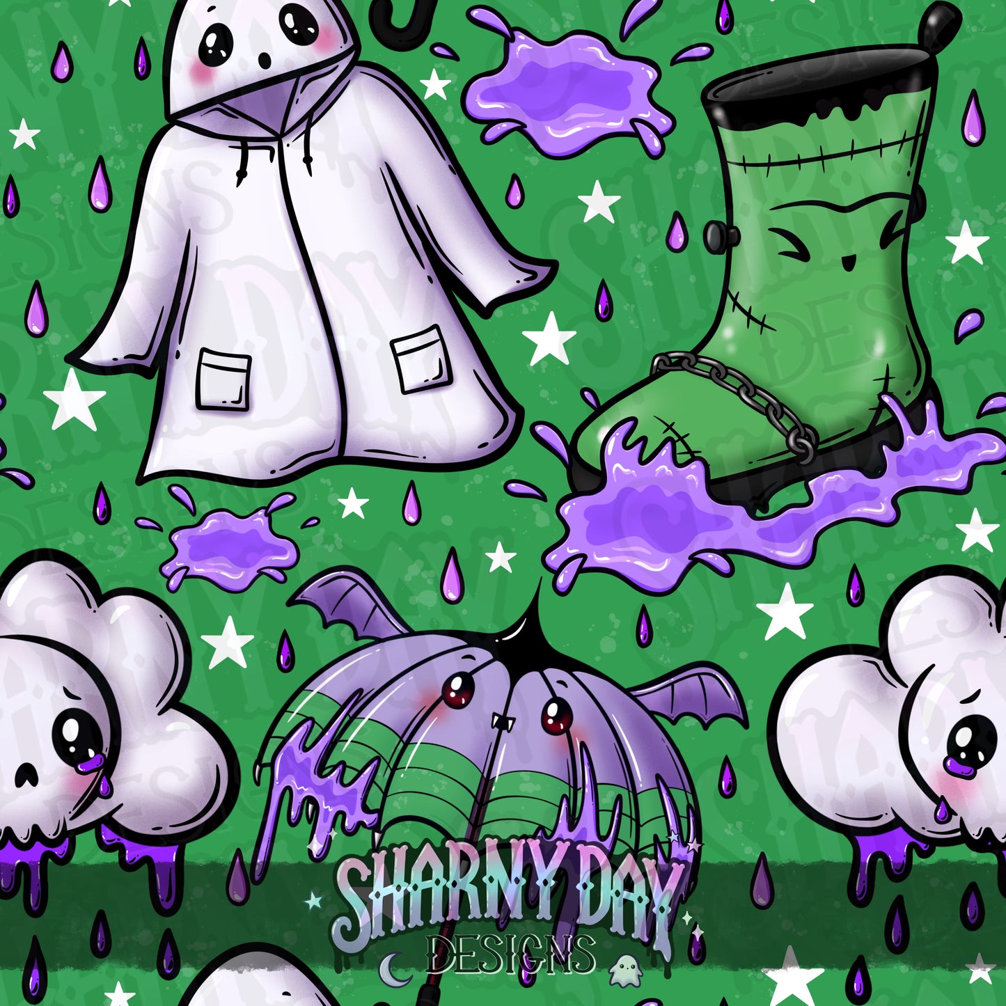 Spooky Rainy Dayz Exclusive Seamless Pattern Design