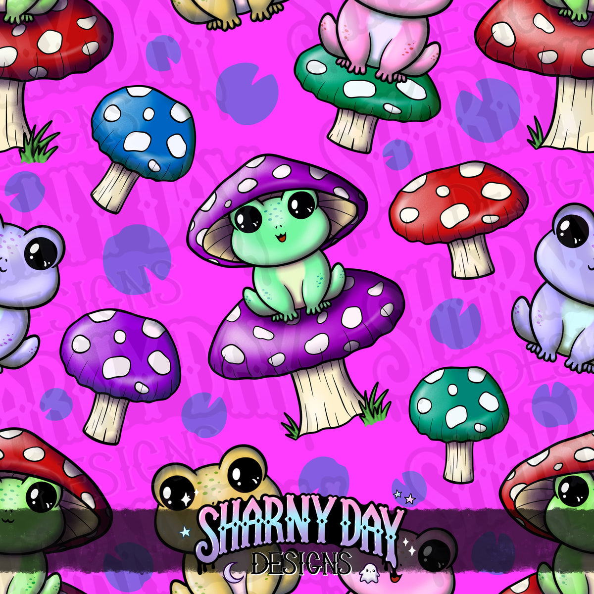 HEXTOBER - This Frog is a Fungi - Exclusive Seamless Pattern Design