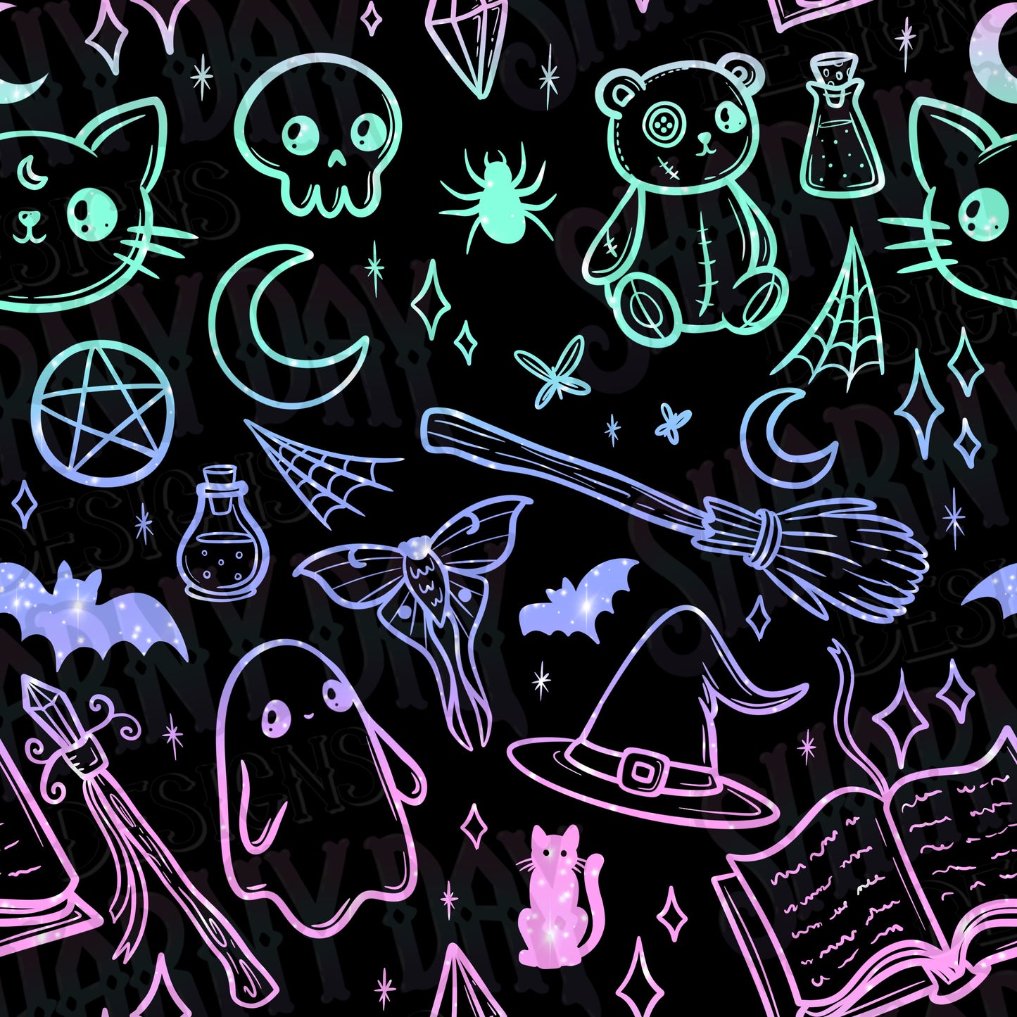 Spoopy Doodles non-exclusive Seamless Pattern Design