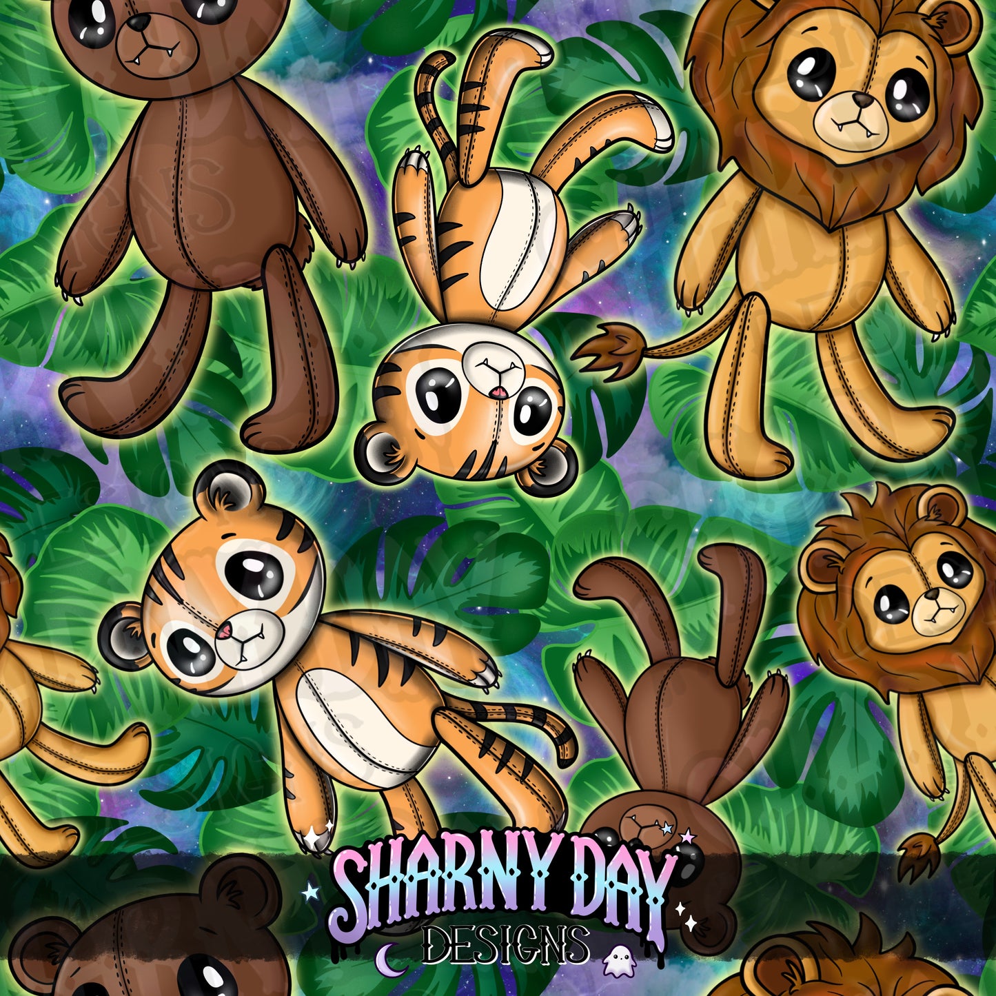 HEXTOBER - Wild Animal Plushies Exclusive Seamless Pattern Design