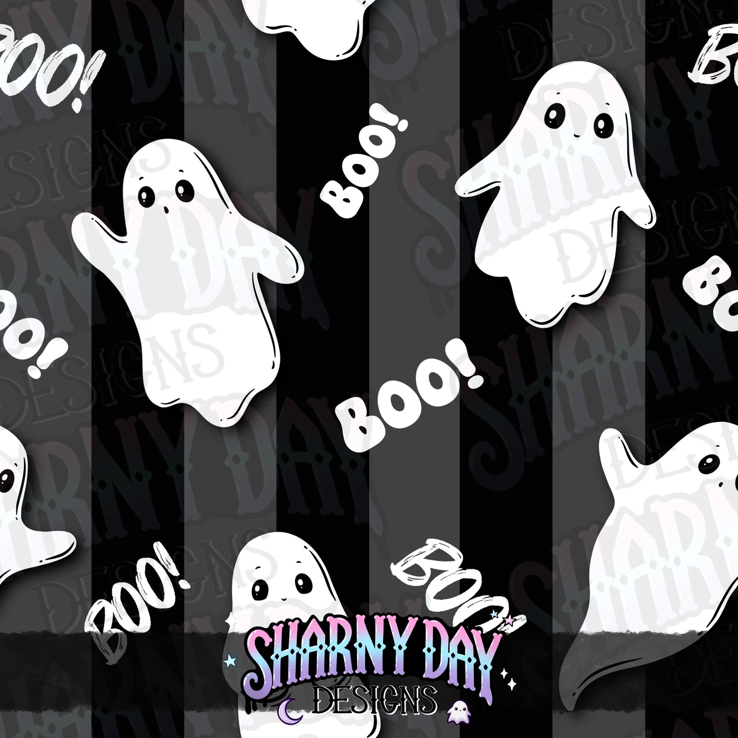Mono Ghosties non-exclusive Seamless Pattern Design