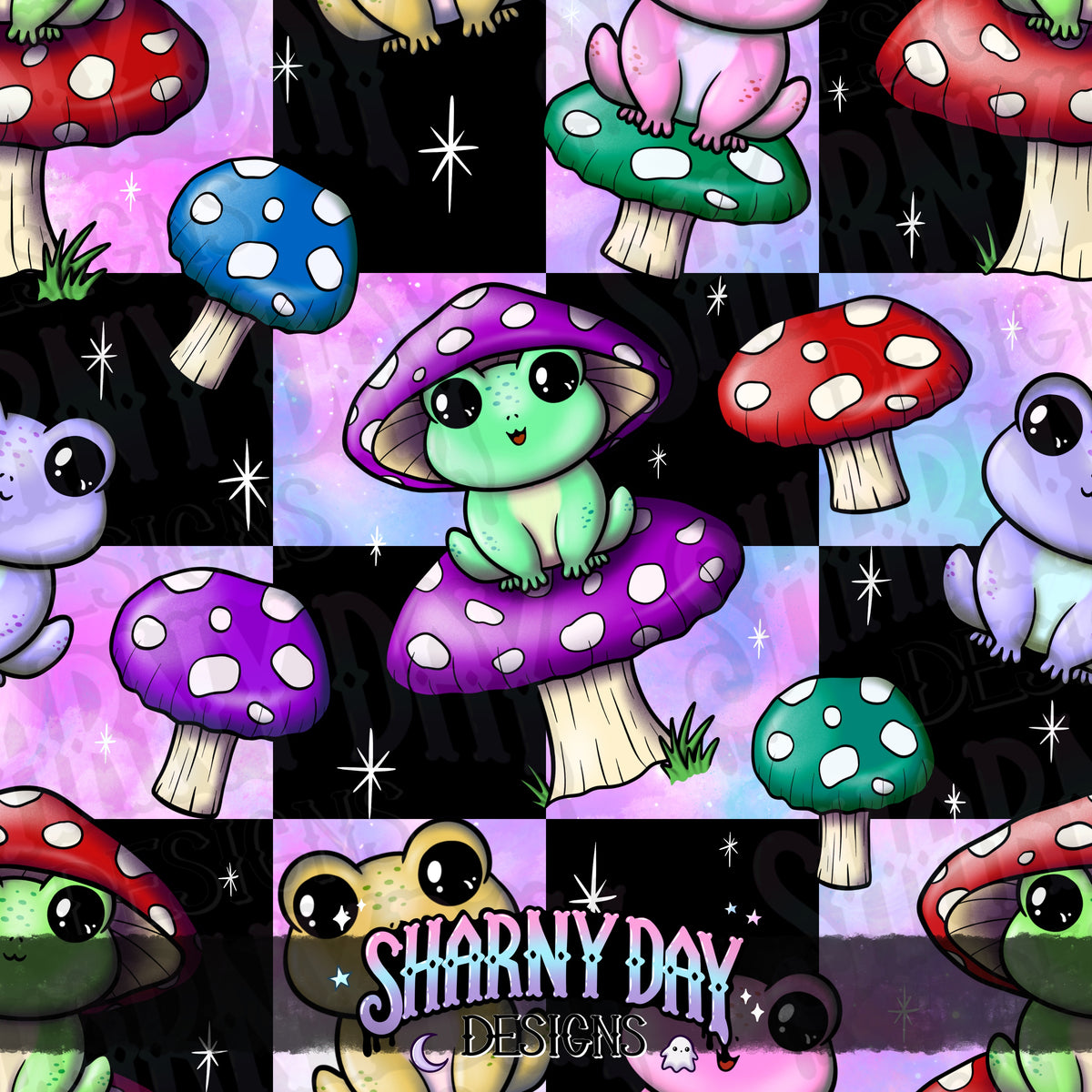 HEXTOBER - This Frog is a Fungi - Exclusive Seamless Pattern Design