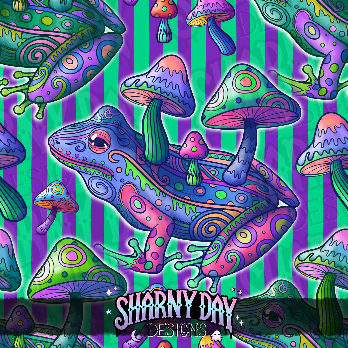 HEXTOBER - Psychedelic Frogs Exclusive Seamless Pattern Design