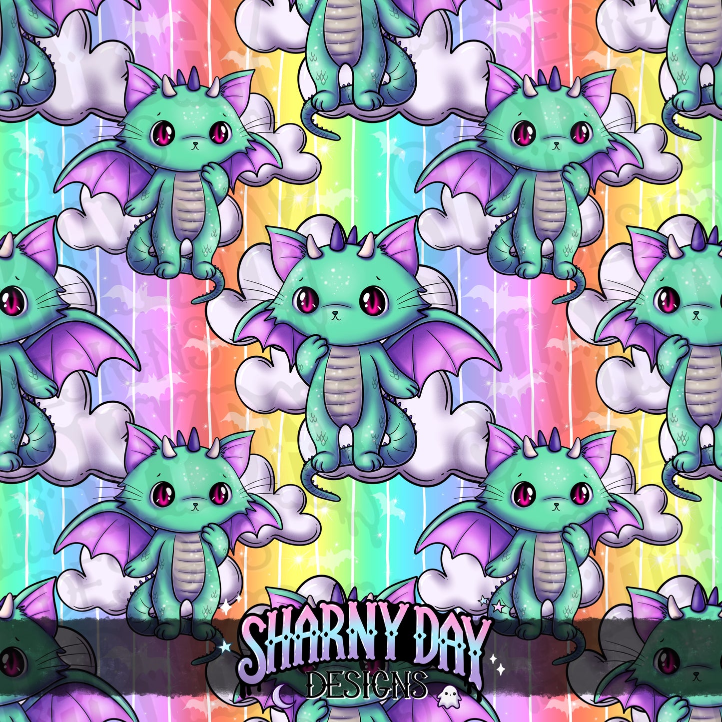 Dragon Kitty - Exclusive Seamless Pattern Design