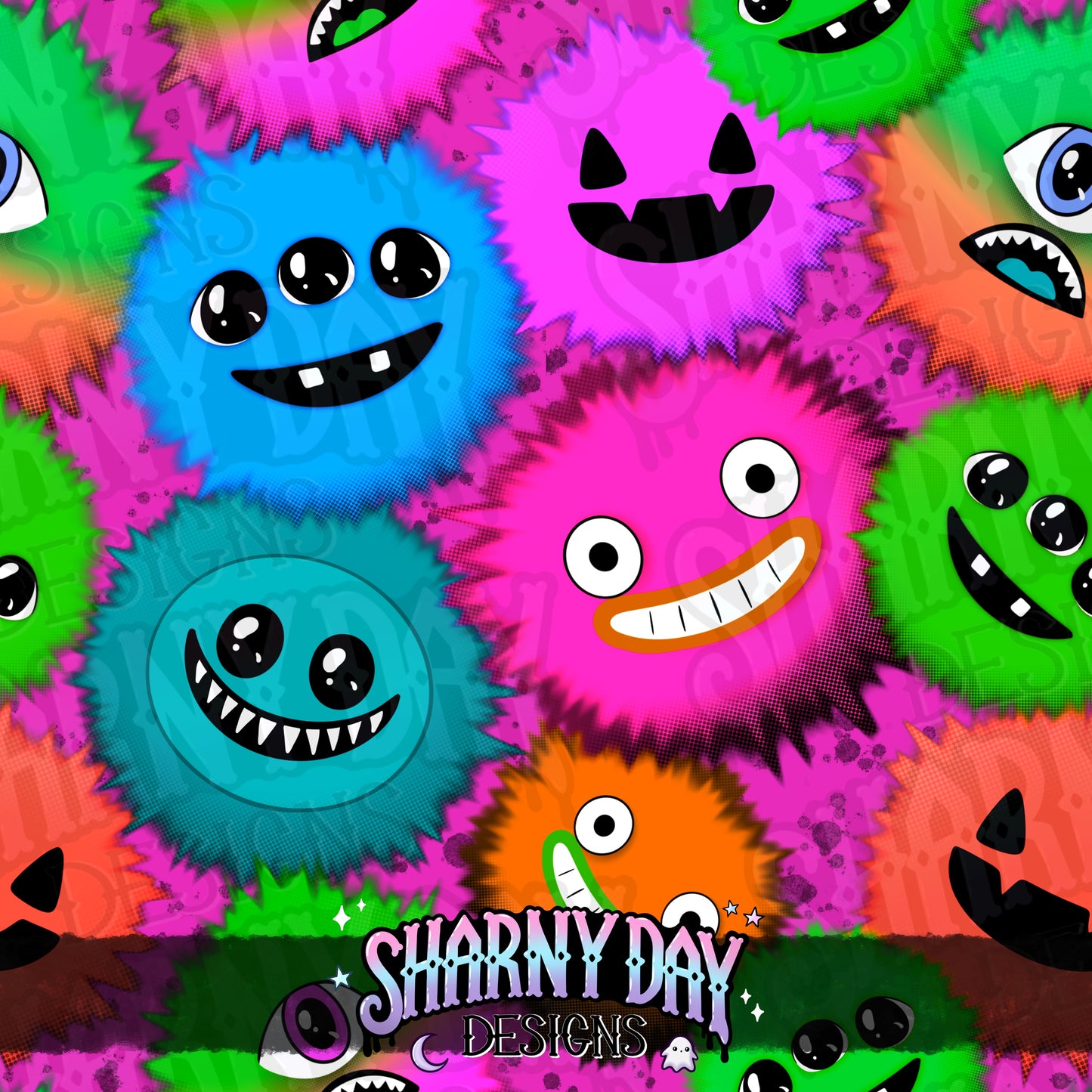 Fluffy Monsters Exclusive Seamless Pattern Design