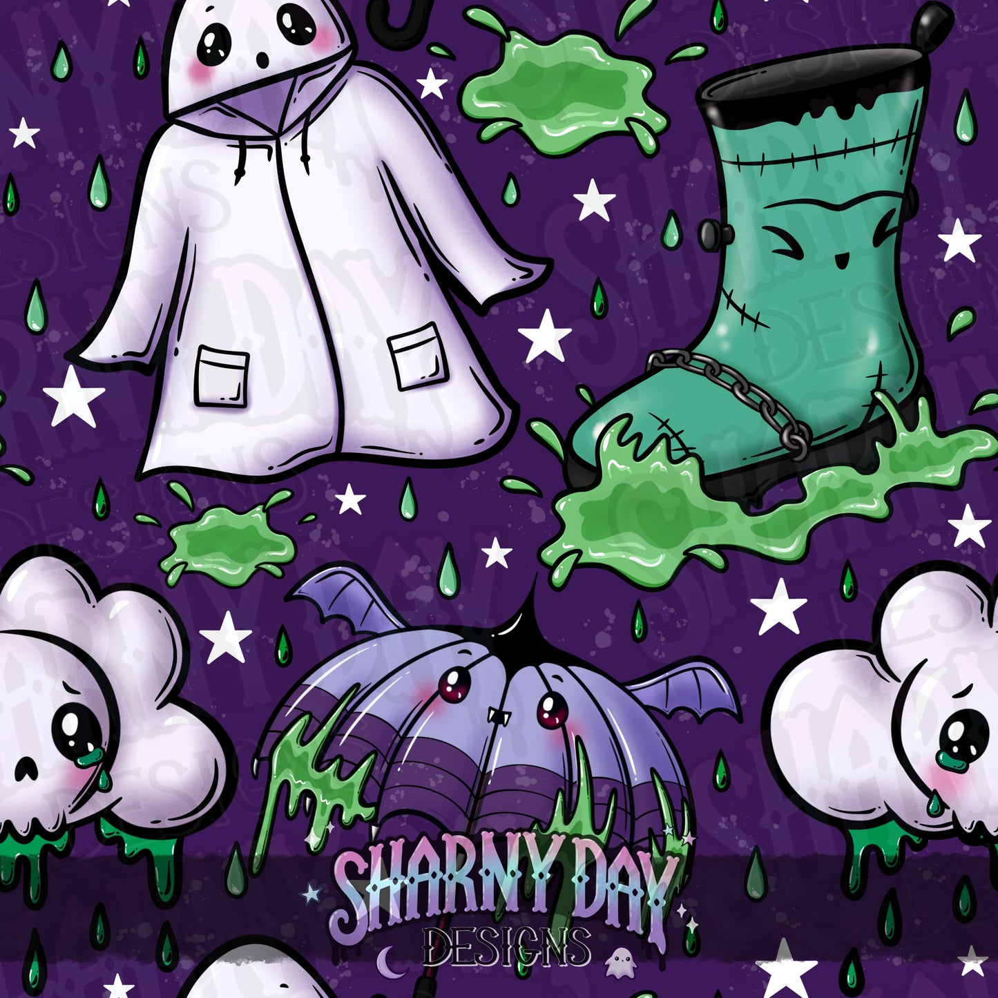 Spooky Rainy Dayz Exclusive Seamless Pattern Design