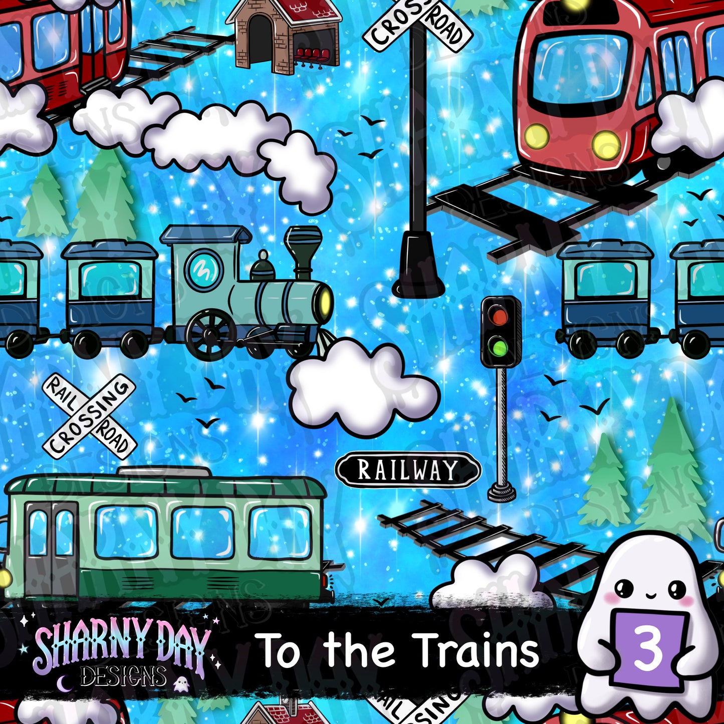 To the Trains Exclusive Seamless Pattern