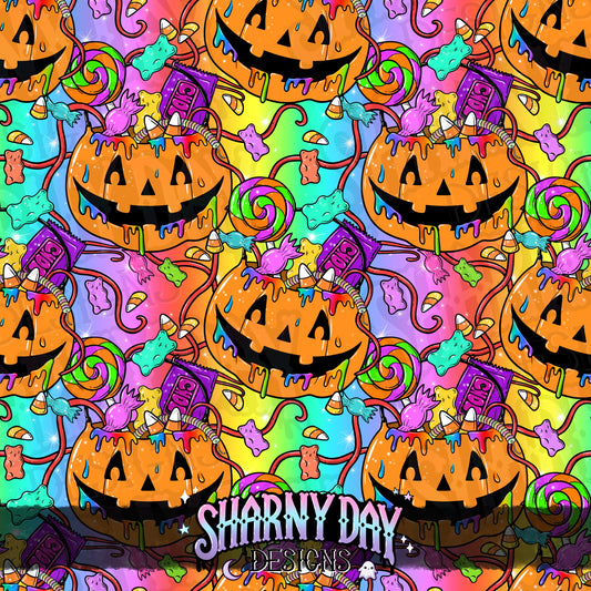 HEXTOBER - No Tricks Just Treats (dopamine) - Limited Seamless Pattern Design