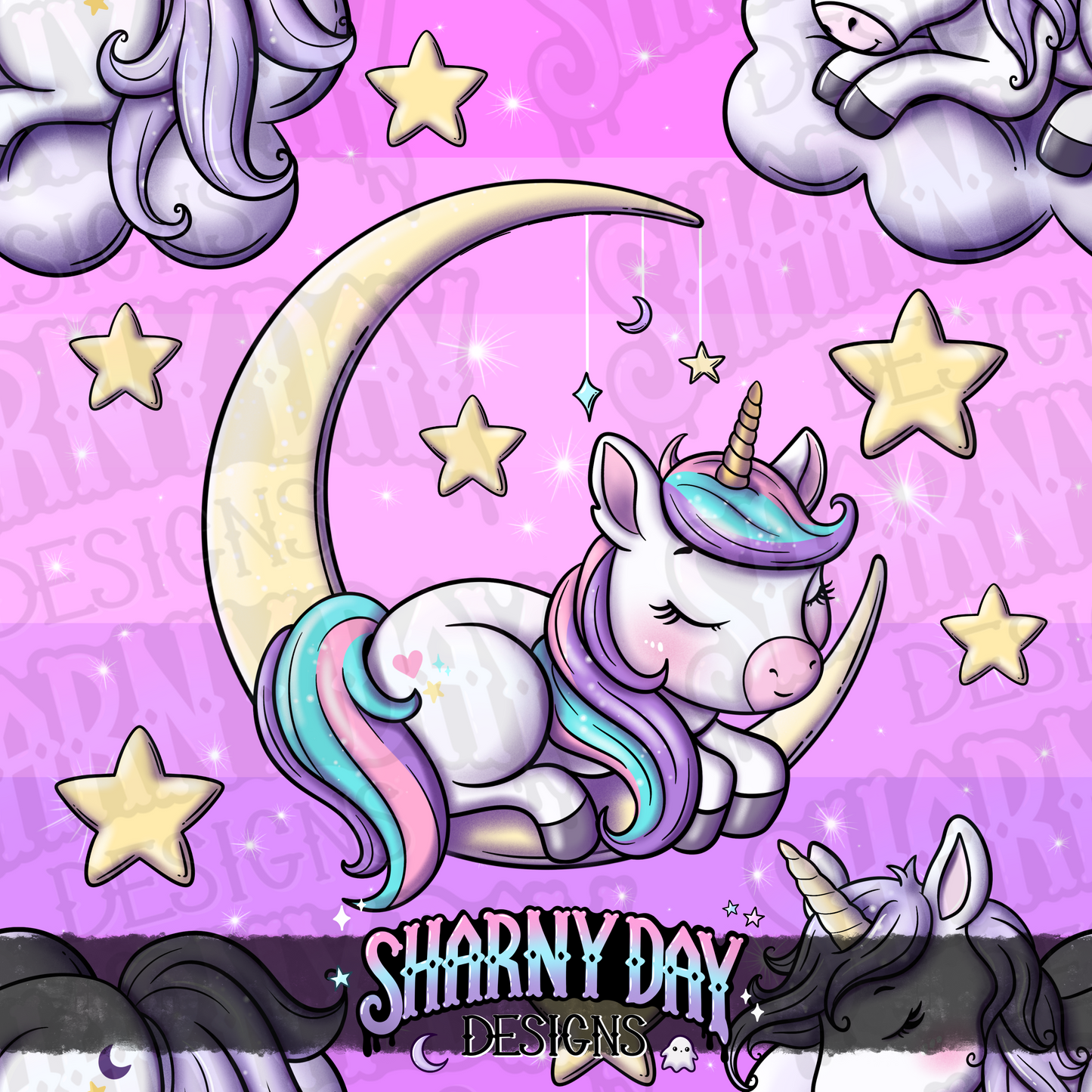 Kawaii Sleepy Unicorns - Exclusive Seamless Pattern Design