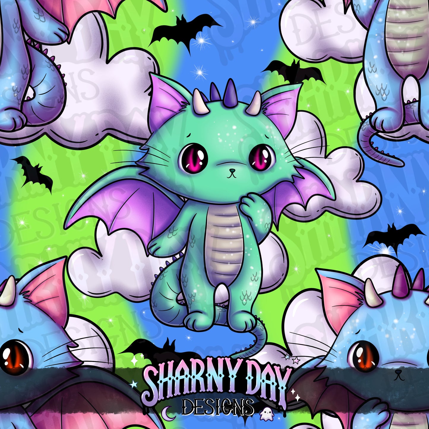 Dragon Kitty - Exclusive Seamless Pattern Design