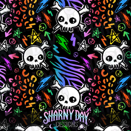Punky Skulls Exclusive Seamless Pattern Design