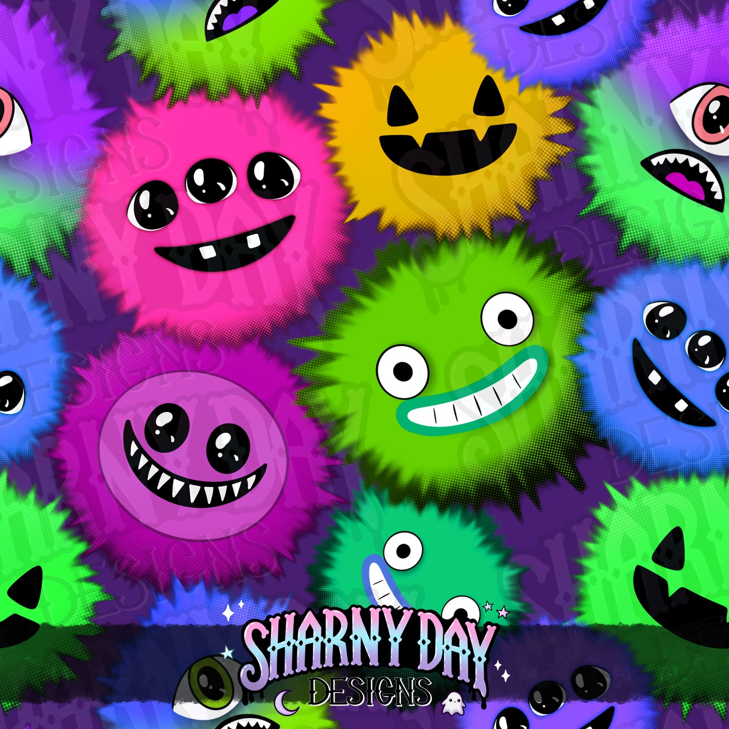 Fluffy Monsters Exclusive Seamless Pattern Design