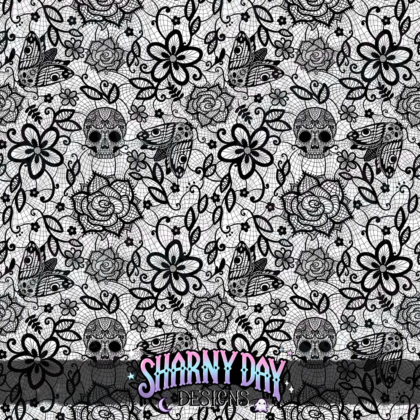 HEXTOBER - Gothic Floral Lace non-exclusive Seamless Pattern Design