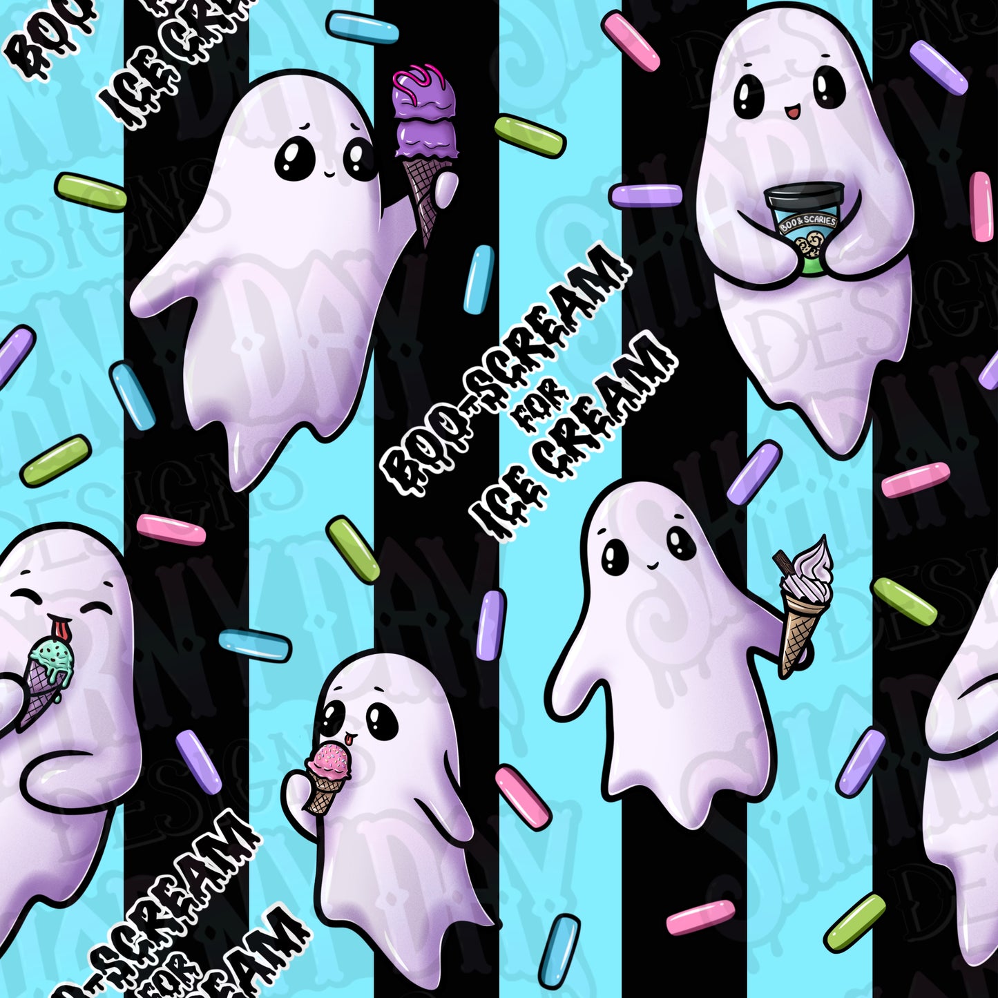 Boo-Scream for Ice Cream Exclusive Seamless Pattern Design