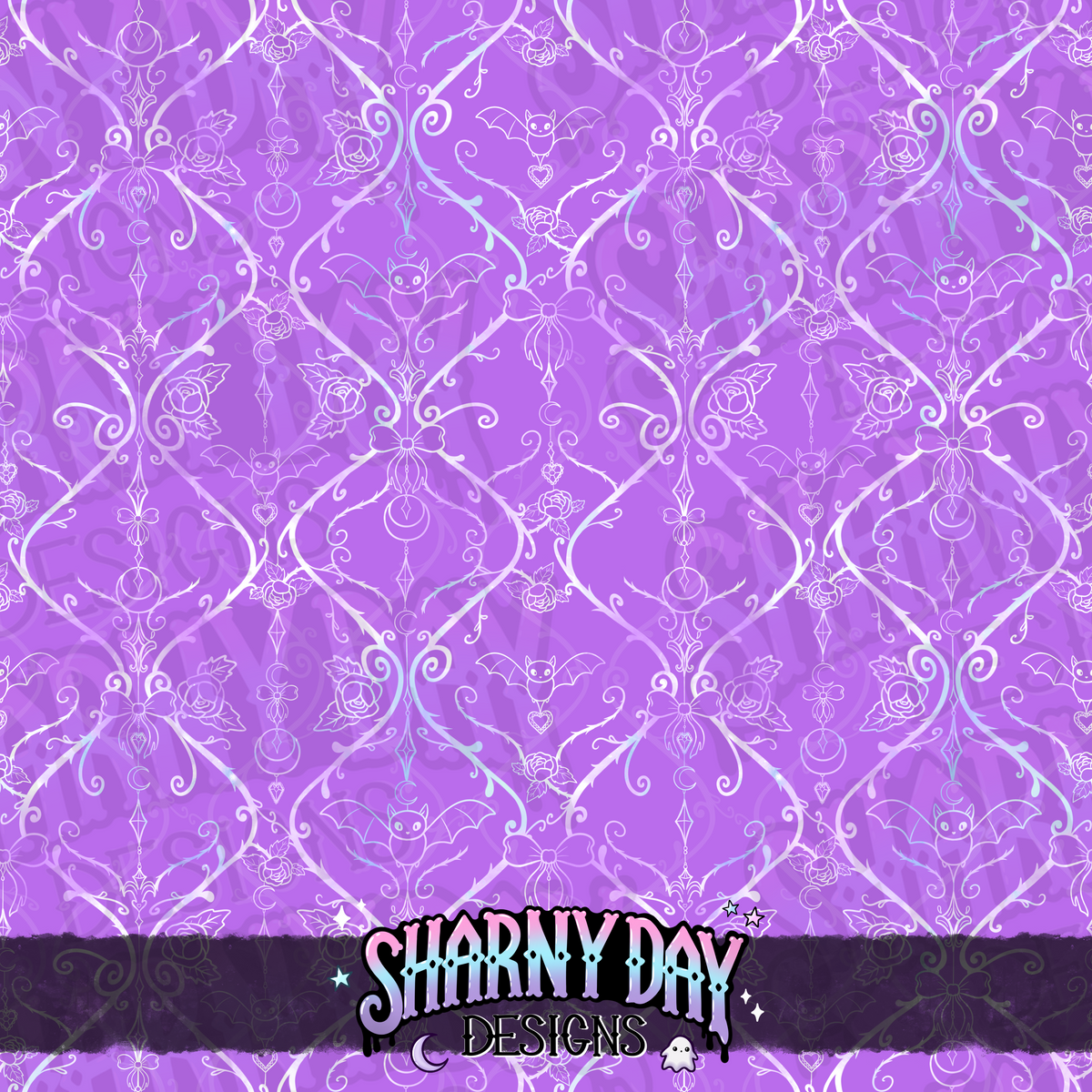 HEXTOBER - Gothic Bats and Bows (lattice) - non-exclusive Seamless Pattern Design