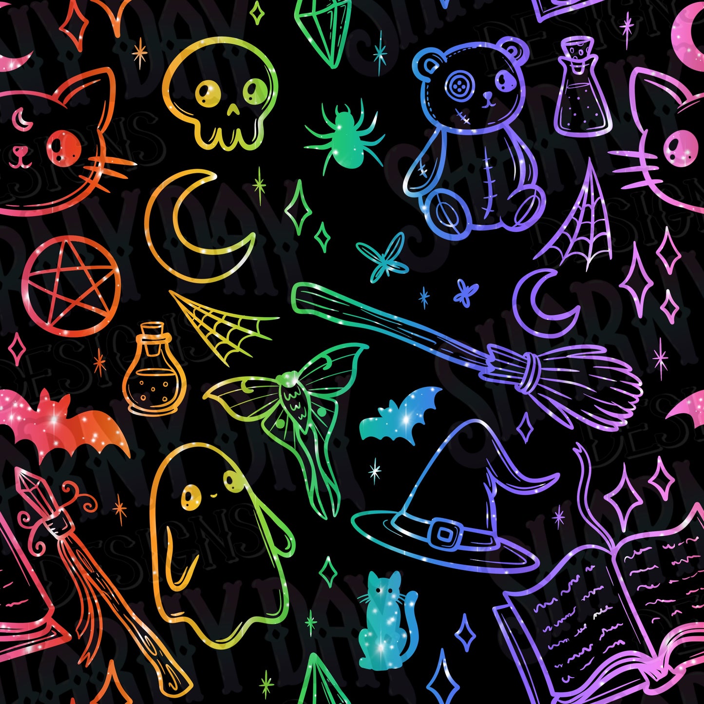 Spoopy Doodles non-exclusive Seamless Pattern Design