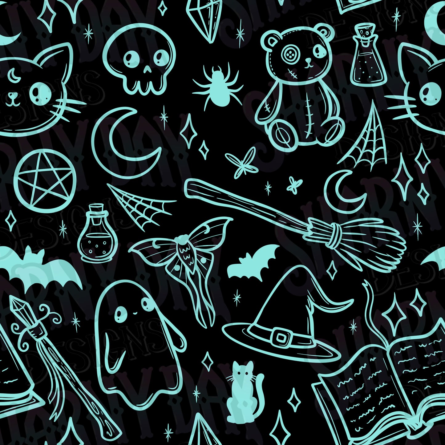 Spoopy Doodles non-exclusive Seamless Pattern Design