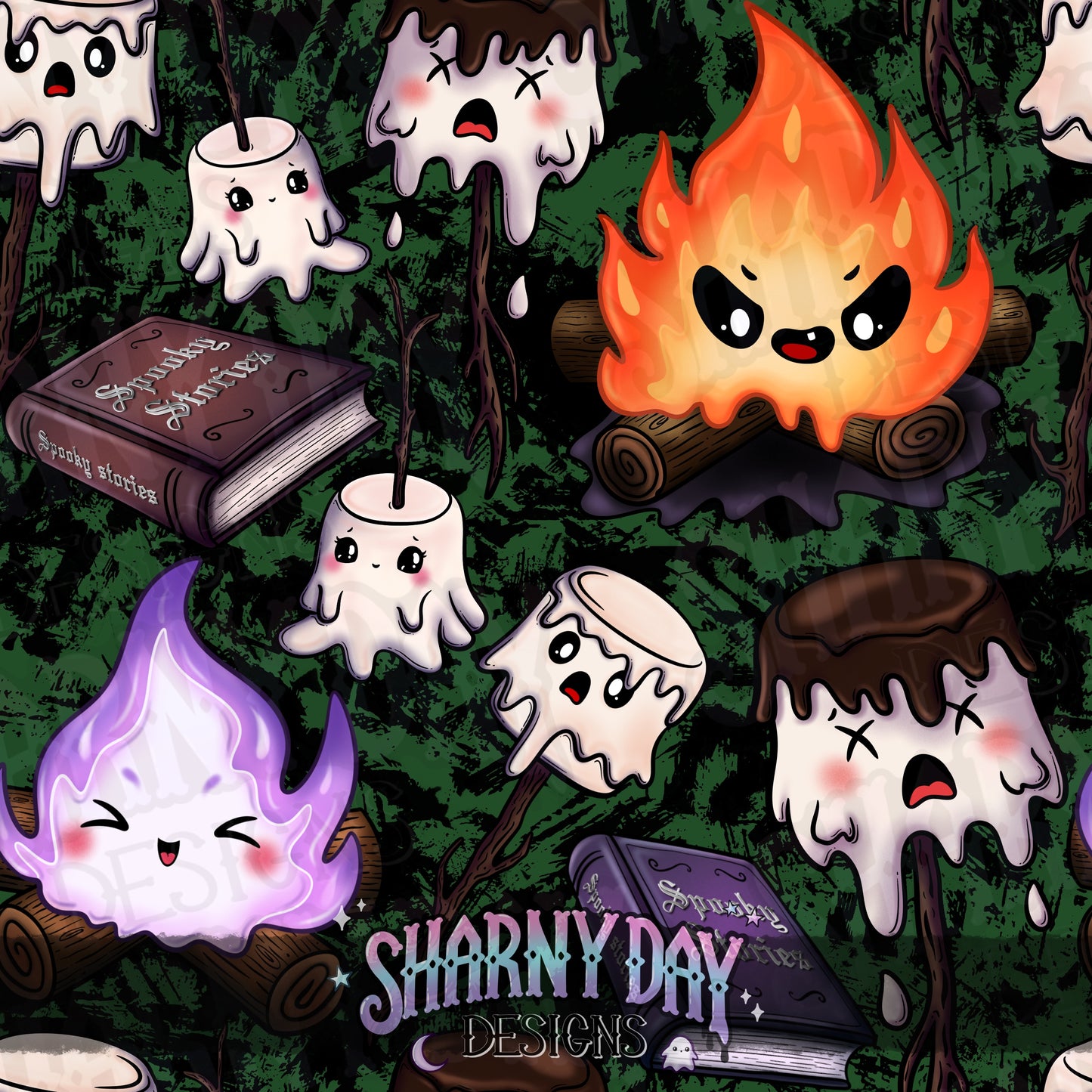 Creepy Campfire Exclusive Seamless Pattern Design