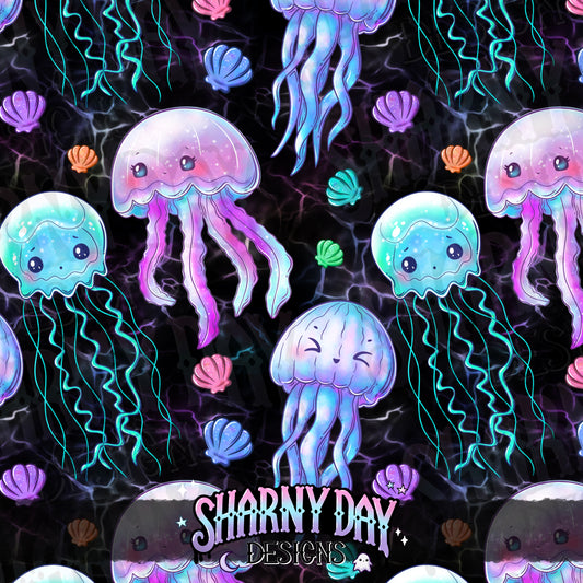 Kawaii Jellyfish Seamless Pattern Design