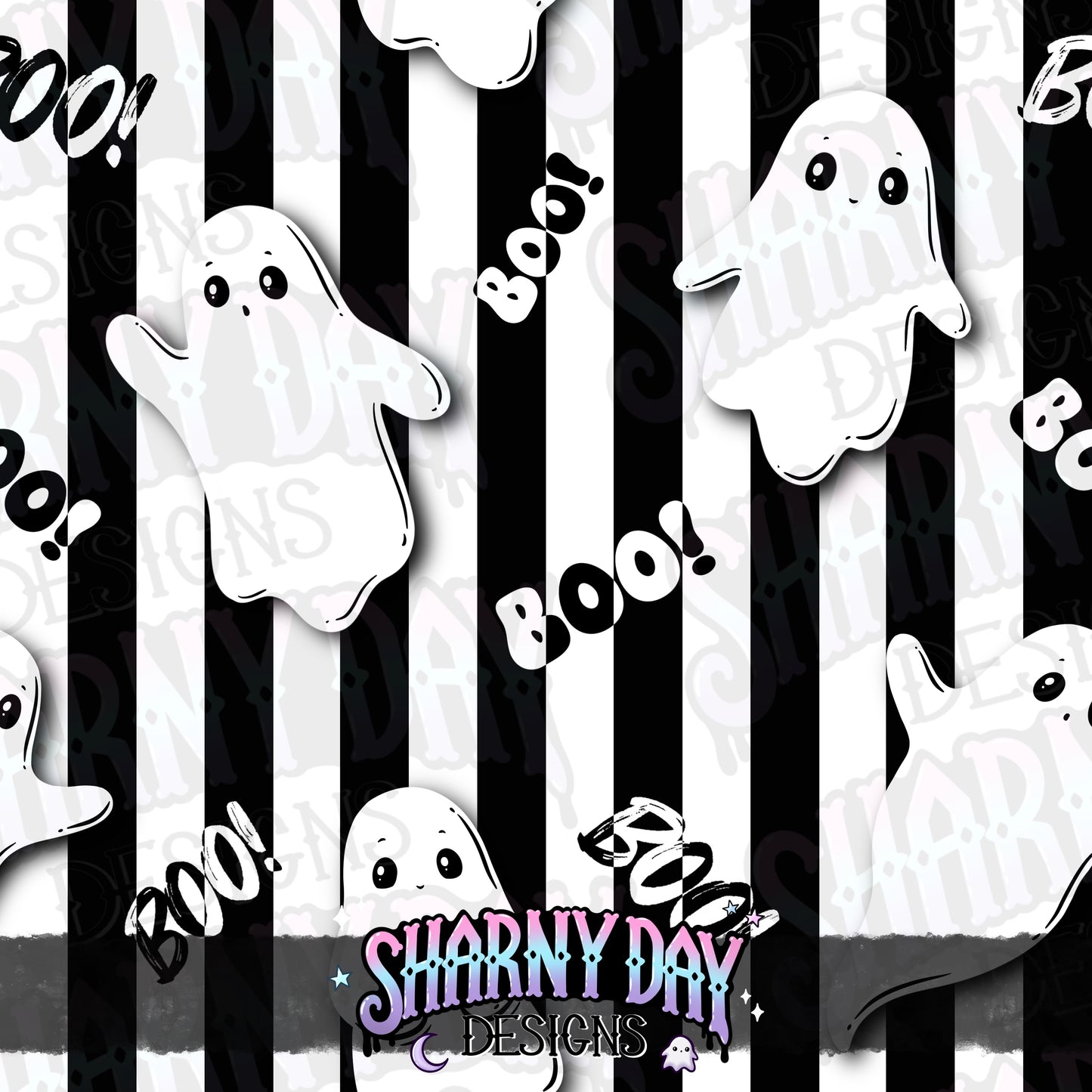 Mono Ghosties non-exclusive Seamless Pattern Design