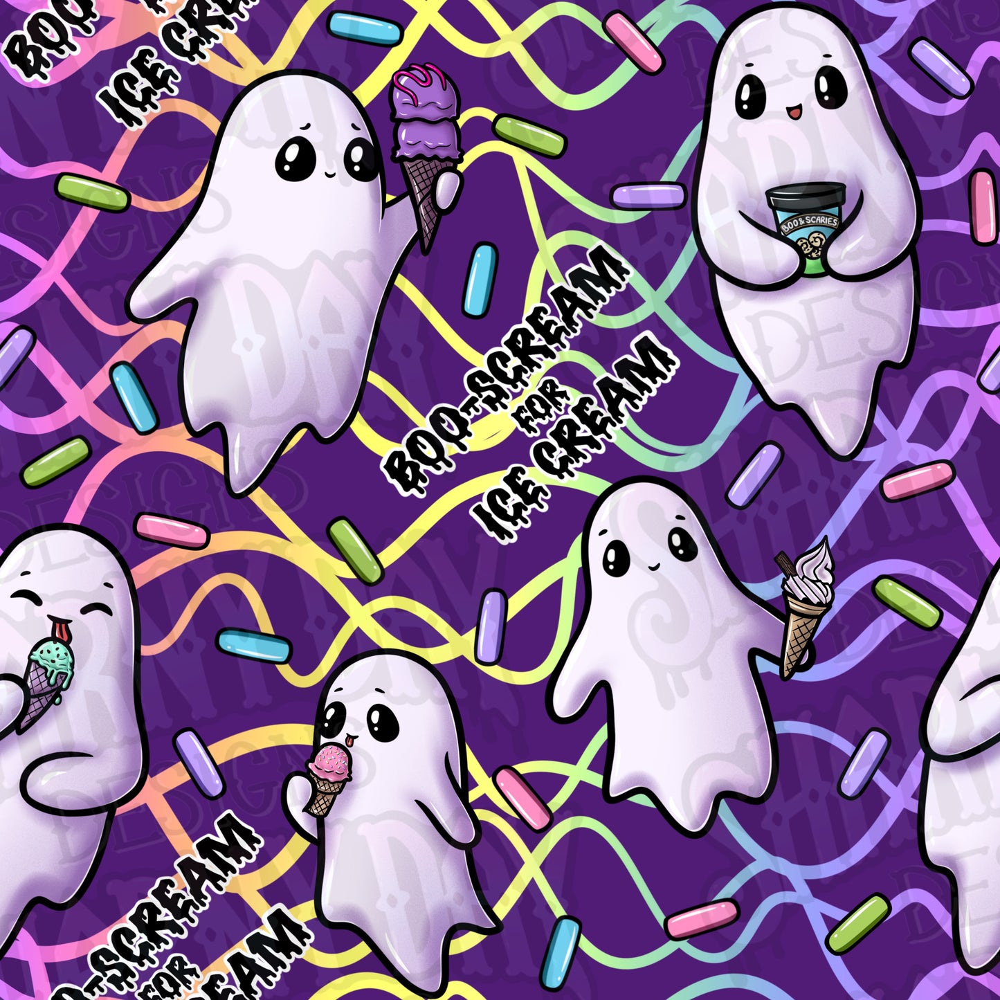 Boo-Scream for Ice Cream Exclusive Seamless Pattern Design