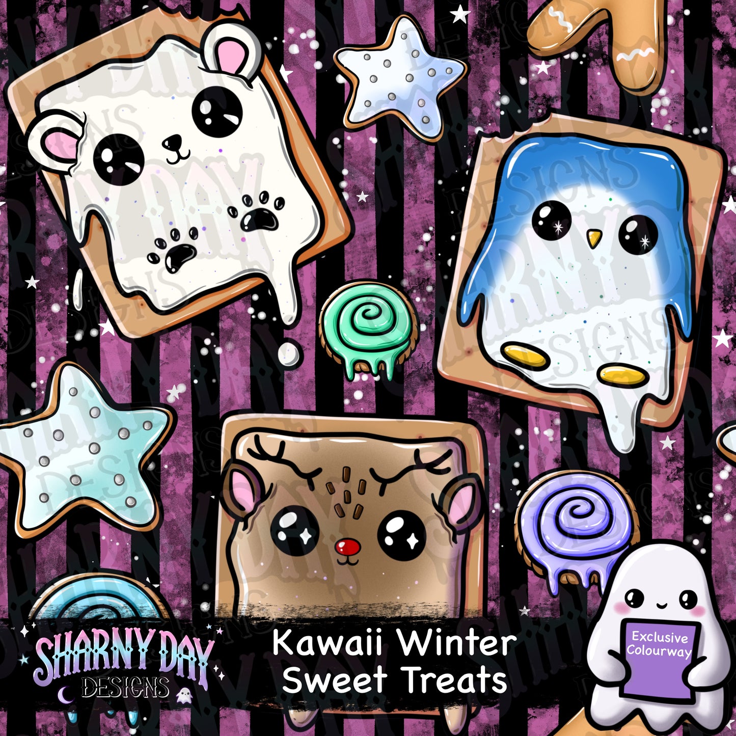 Kawaii Festive Sweet Treats Exclusive Seamless Pattern Desig