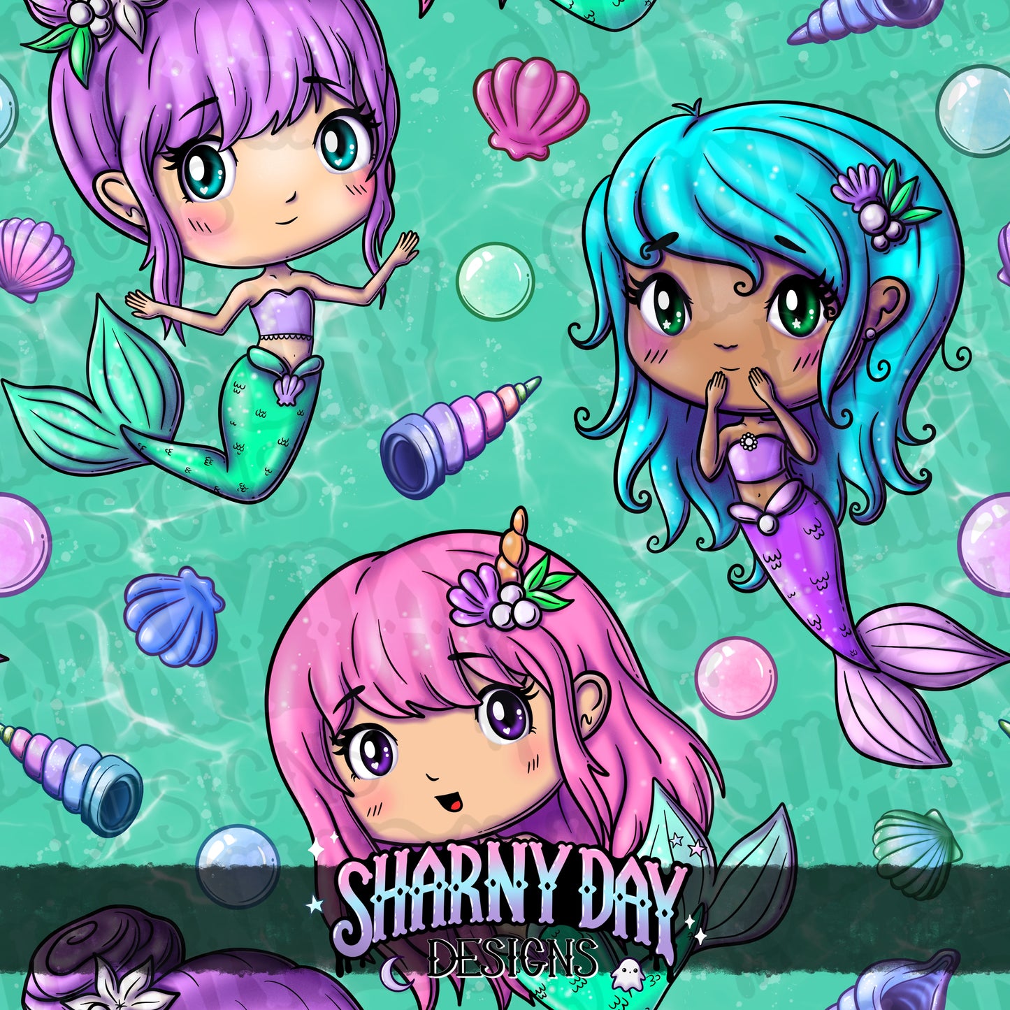 Kawaii Mermaid Friends - Exclusive Seamless Pattern Design