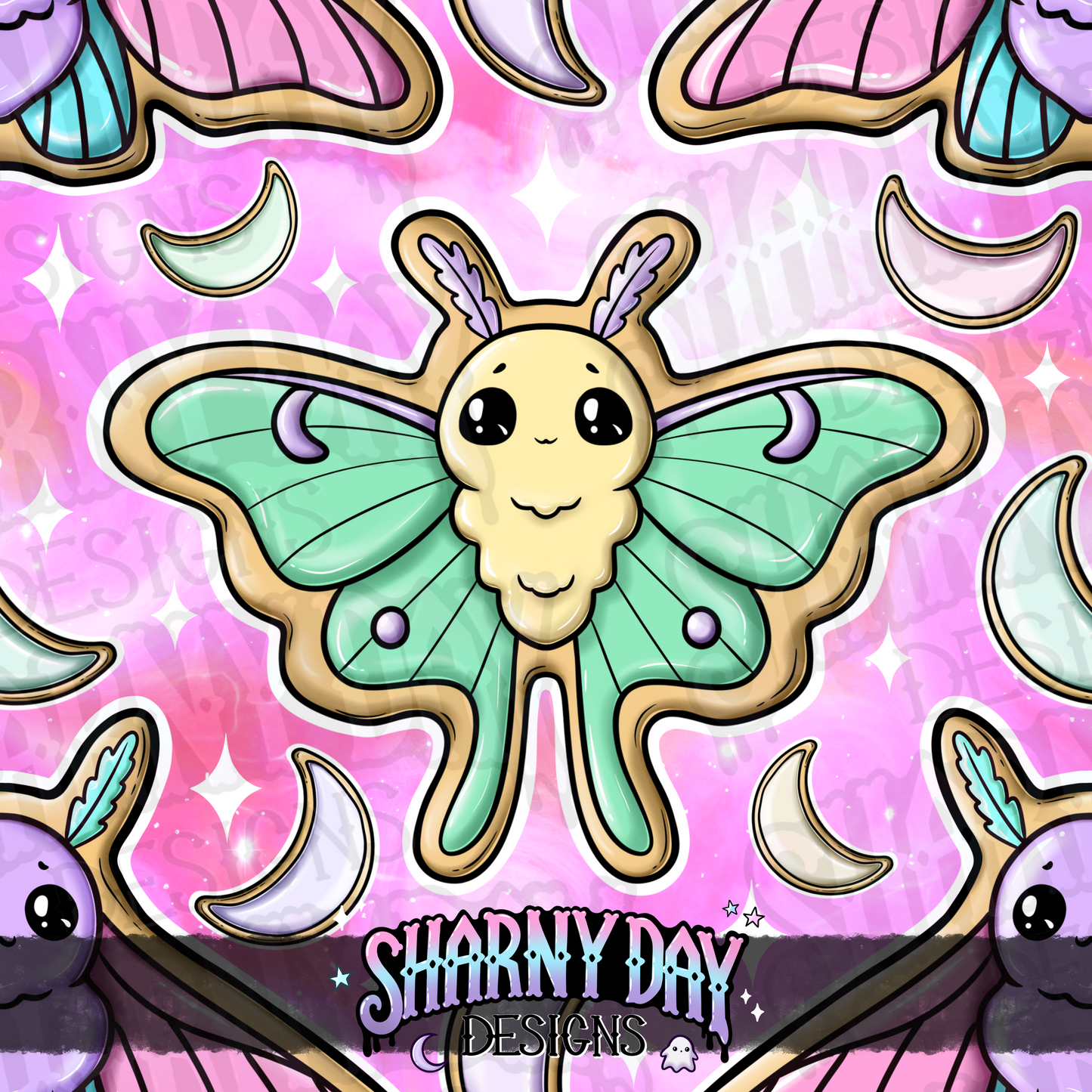 HEXTOBER - Moth Cookies Exclusive Seamless Pattern Design