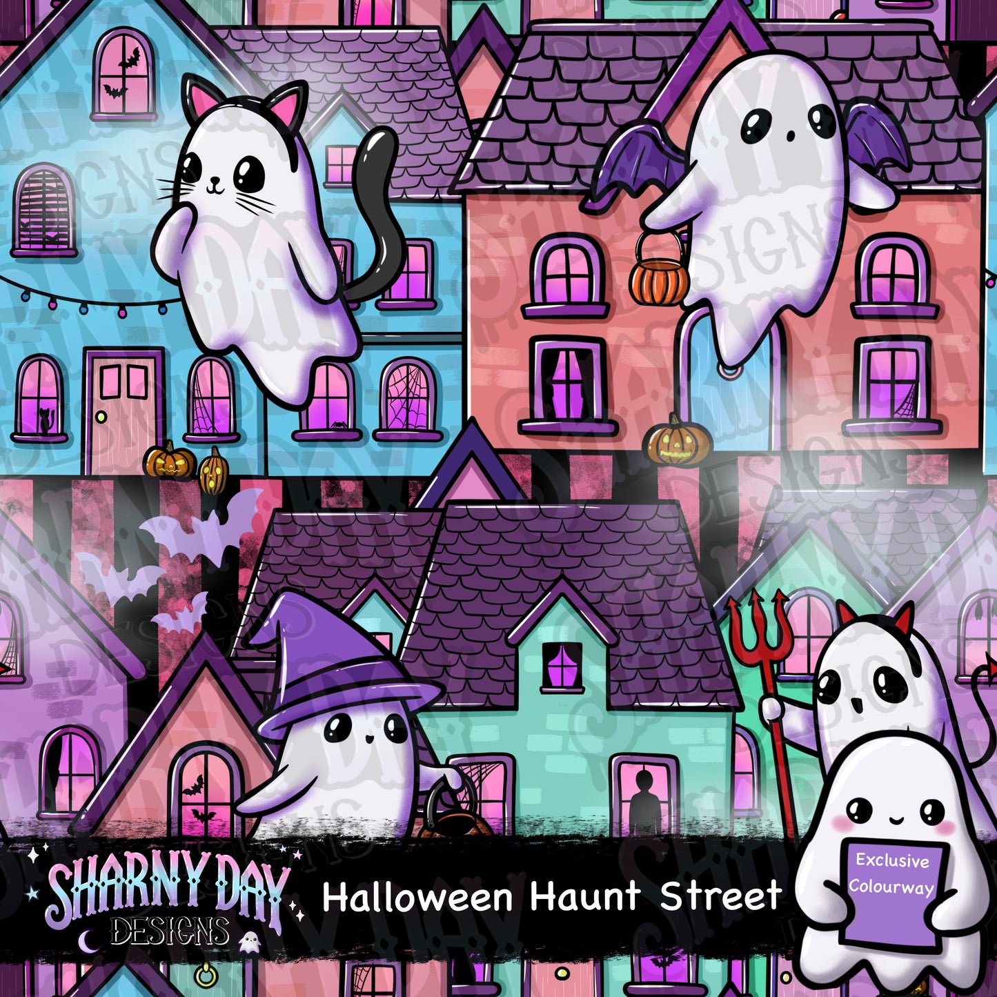 Halloween Haunt Street Exclusive Seamless Pattern Design