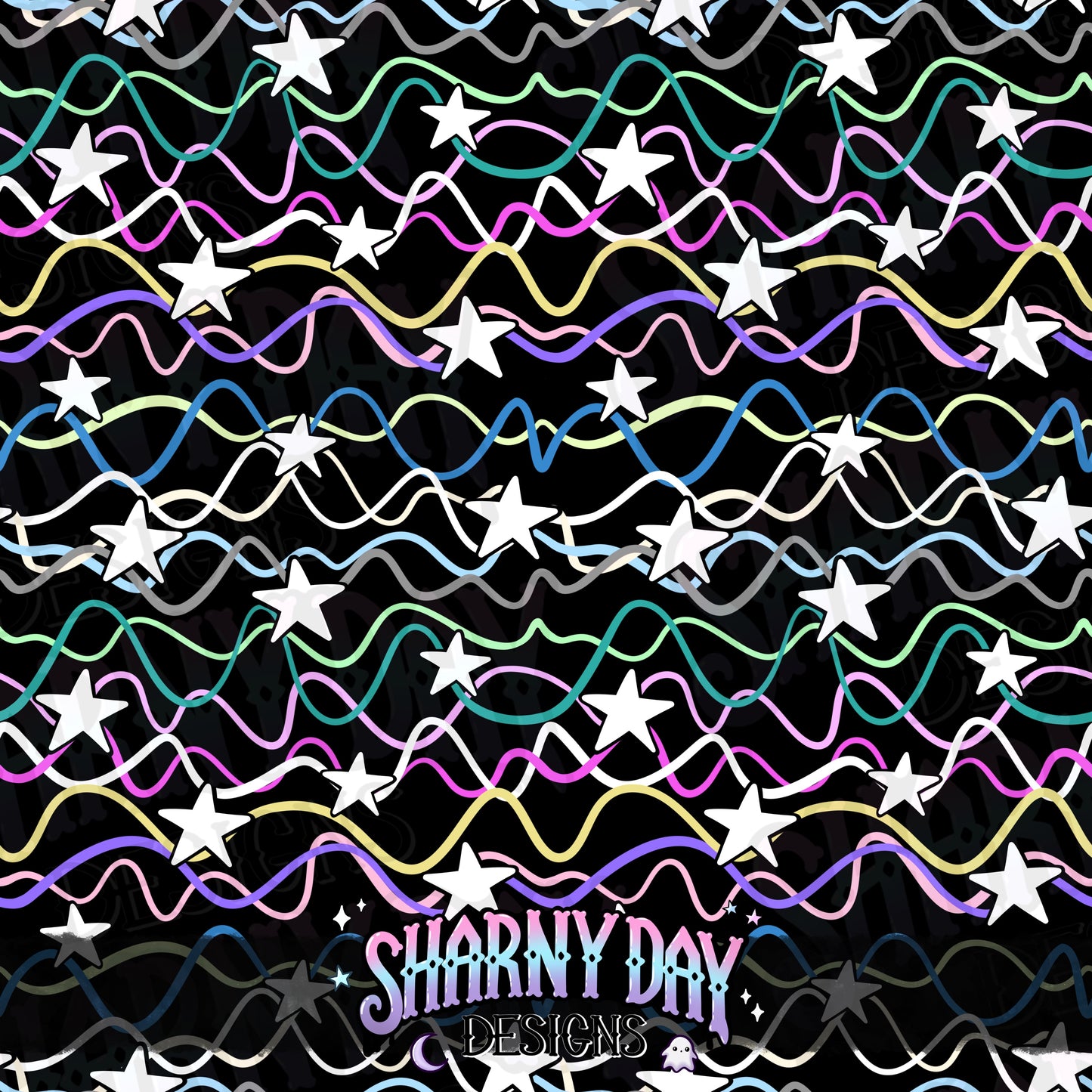 Squiggles and Stars non-exclusive Seamless Pattern Design