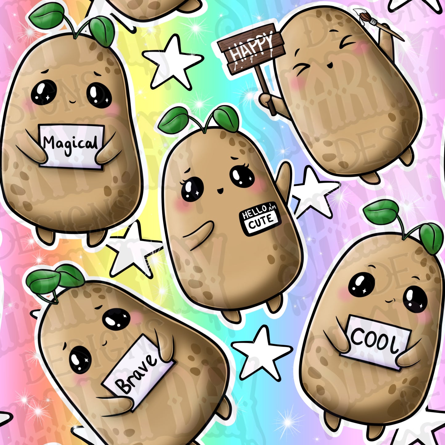Posi-potato Exclusive Seamless Pattern Design - 2 Wording Variations Per Purchase!