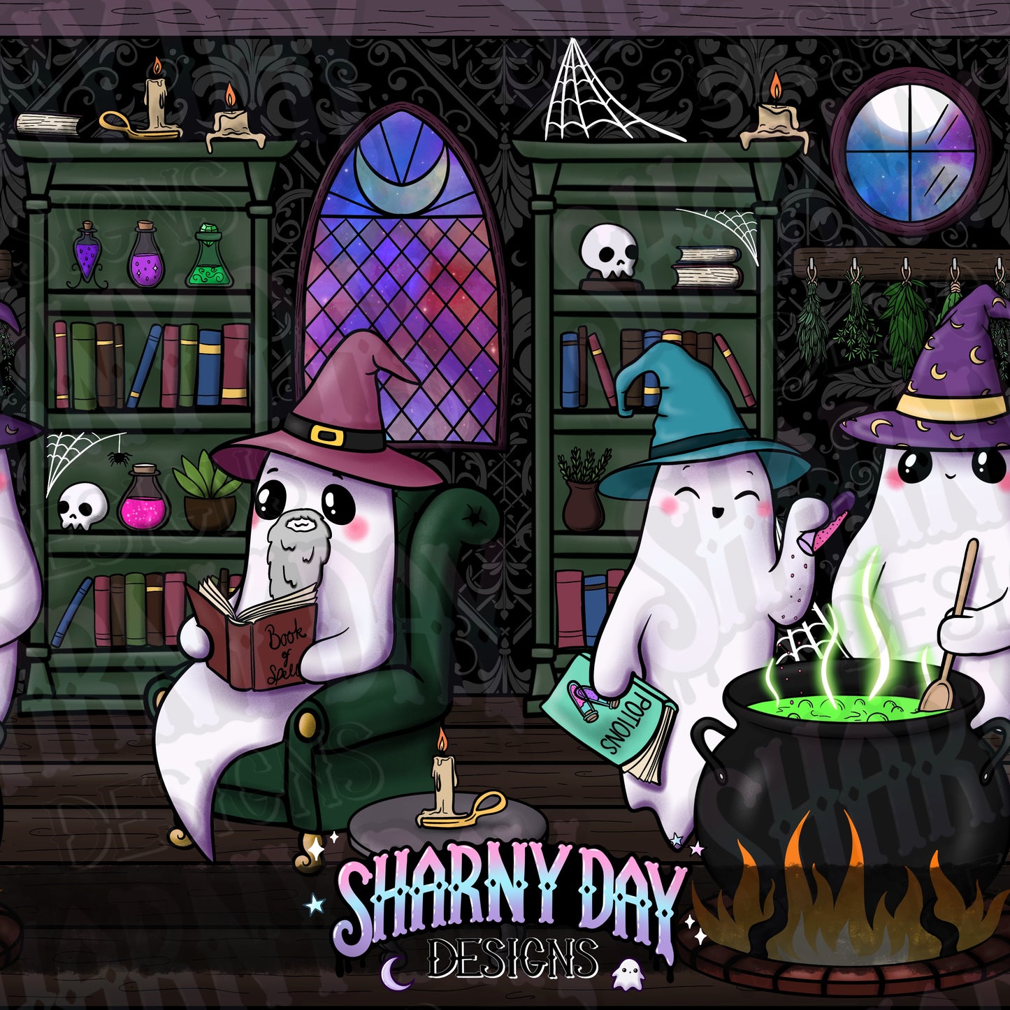 Witchy Ghosties Exclusive Seamless Pattern Design