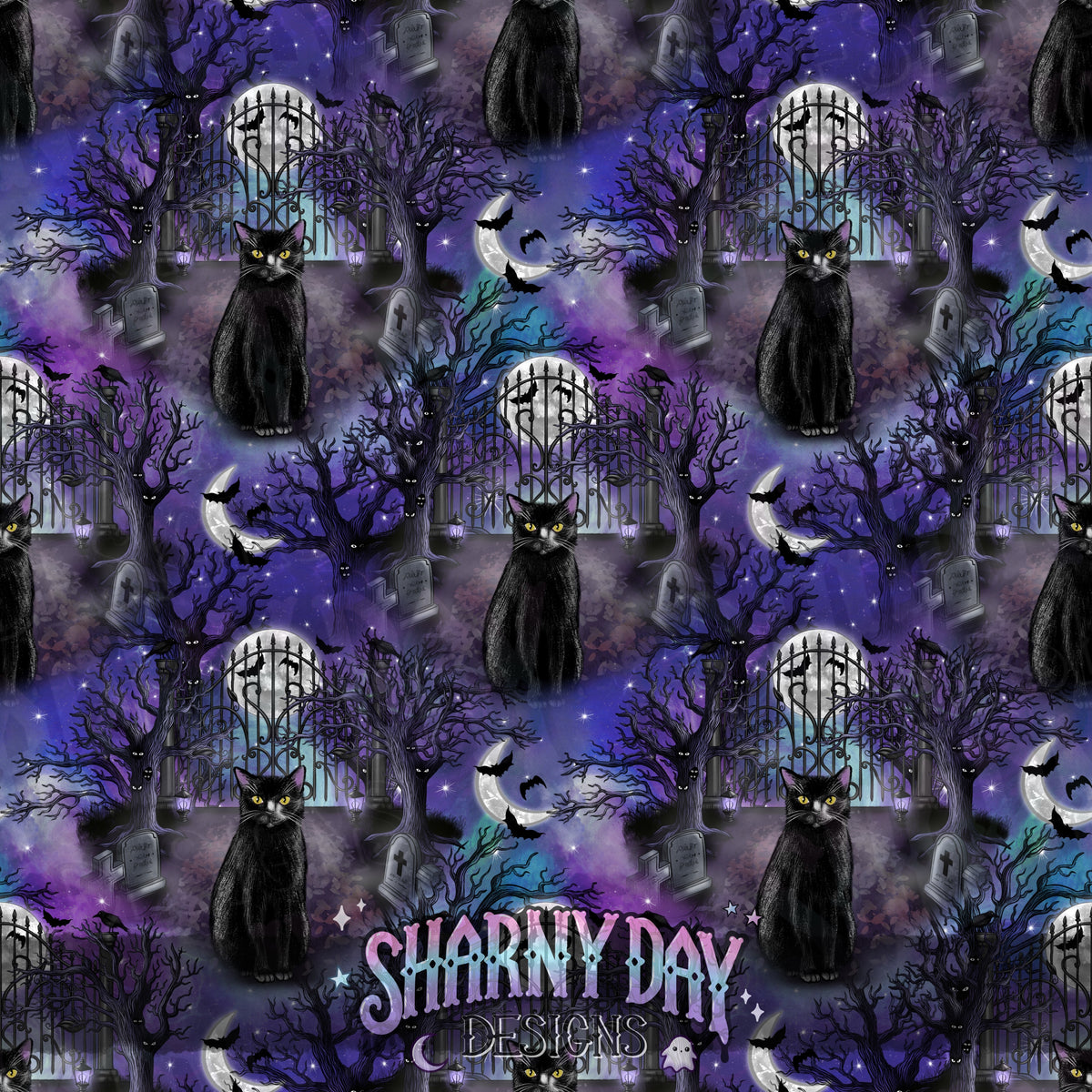 HEXTOBER - In the Cemetery non-exclusive Seamless Pattern Design