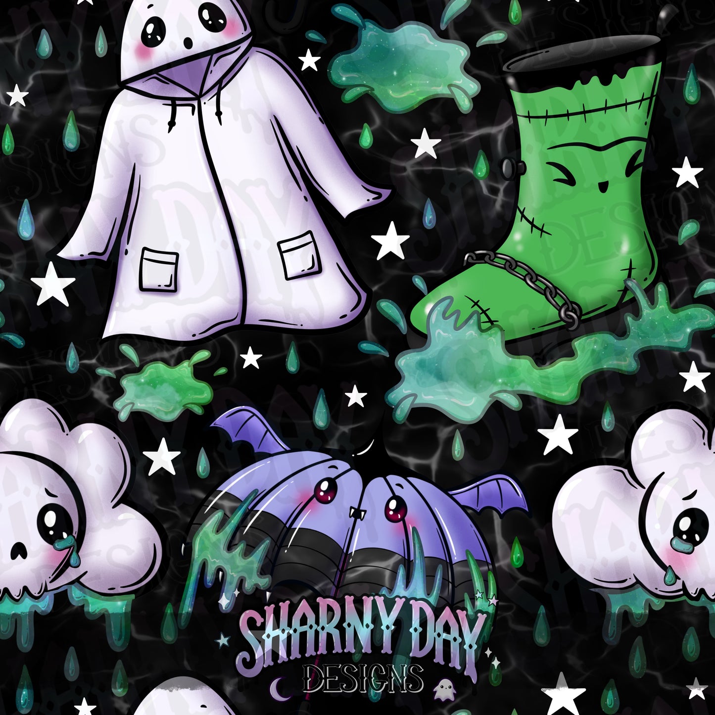Spooky Rainy Dayz Exclusive Seamless Pattern Design