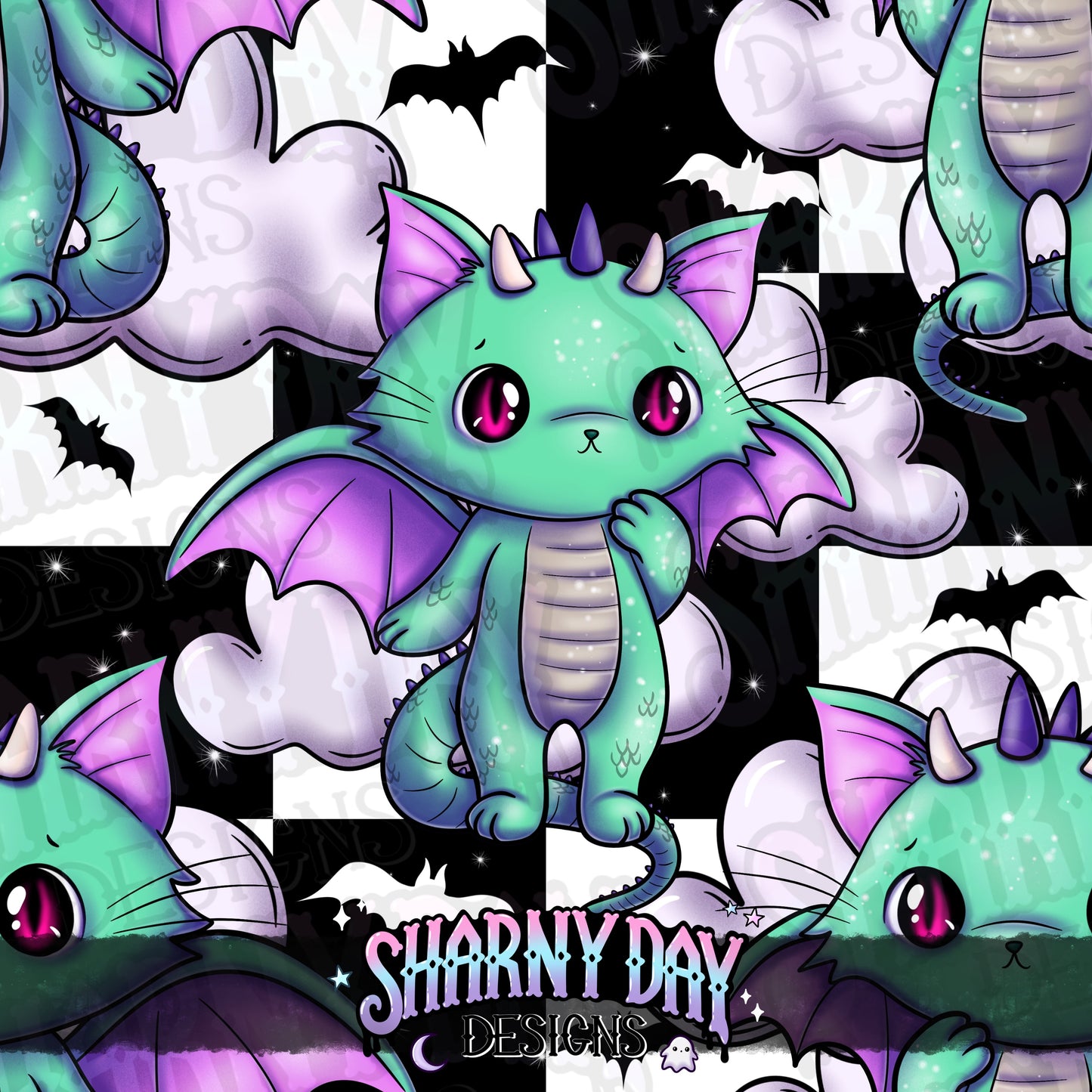 Dragon Kitty - Exclusive Seamless Pattern Design