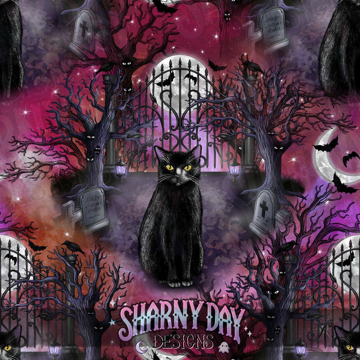 HEXTOBER - In the Cemetery non-exclusive Seamless Pattern Design