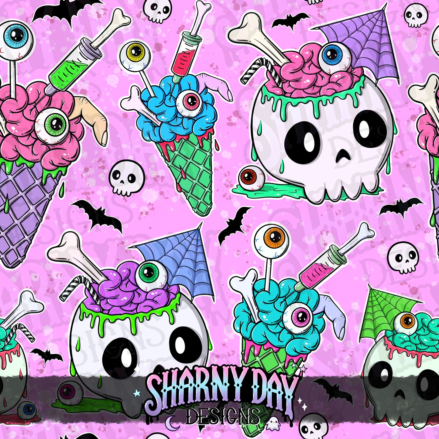 Zombie Sweet Treats Exclusive Seamless Pattern Design