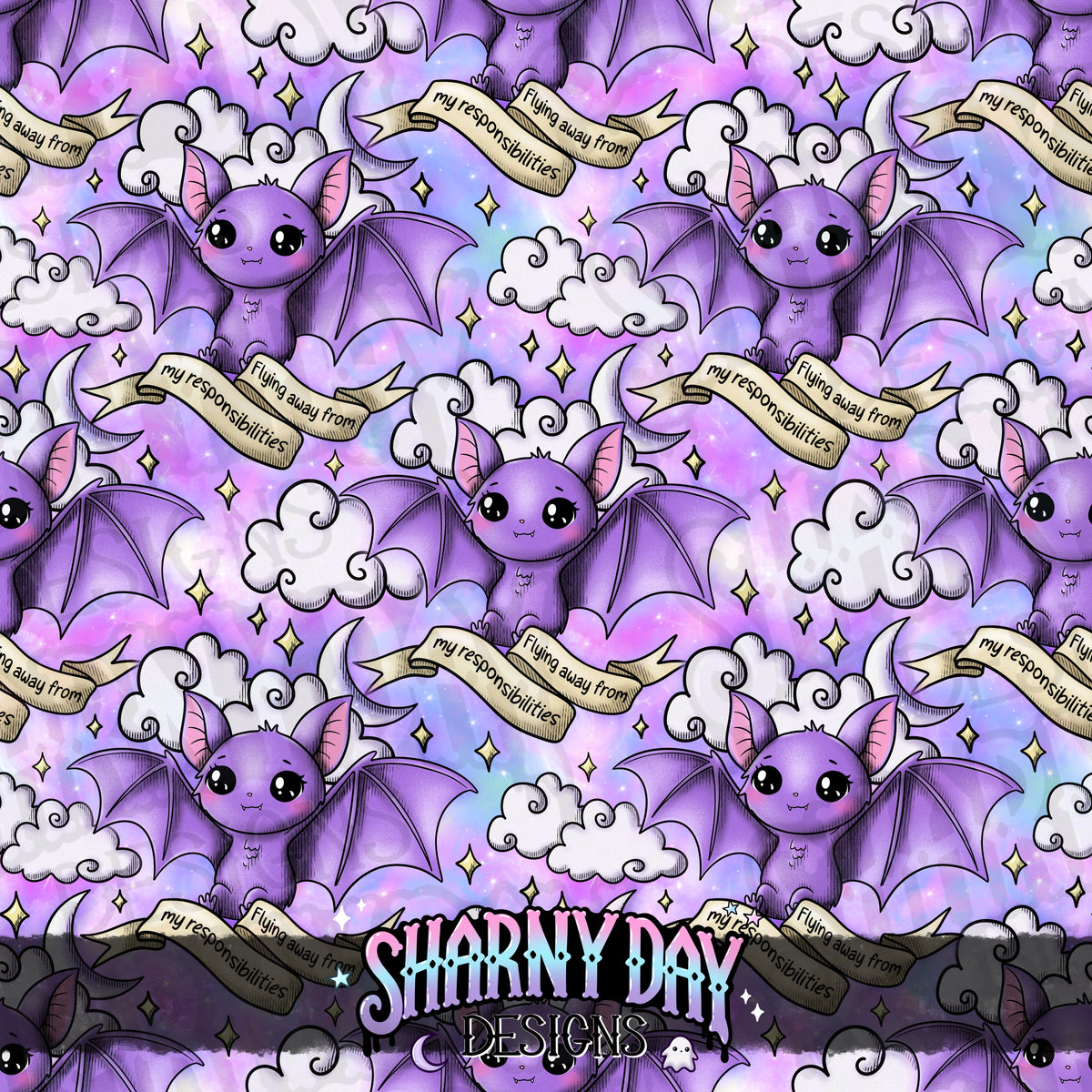 HEXTOBER - Flying Away From My Responsibilities (tattoo) - Exclusive Seamless Pattern Design
