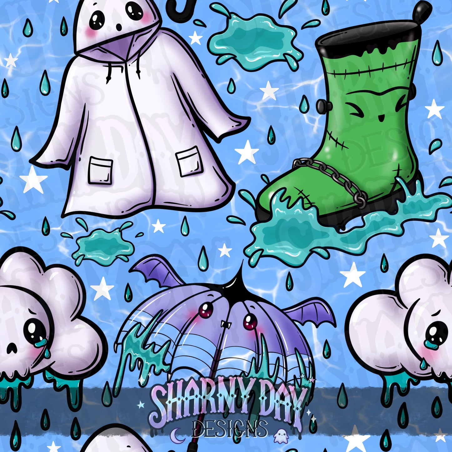 Spooky Rainy Dayz Exclusive Seamless Pattern Design