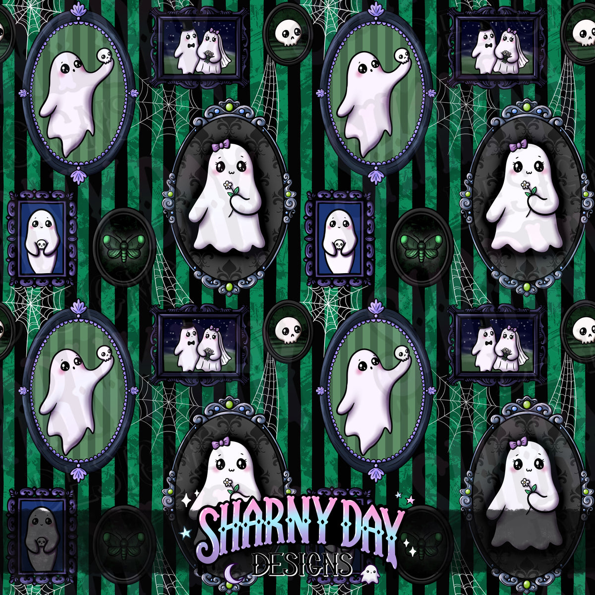 HEXTOBER - Ghostie Wall Hangings (portrait) - Exclusive Seamless Pattern Design