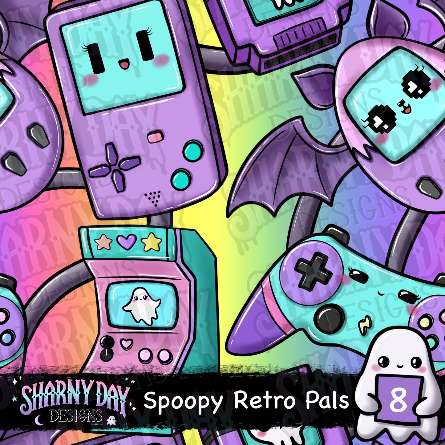 Spoopy Retro Pals Exclusive Seamless Pattern