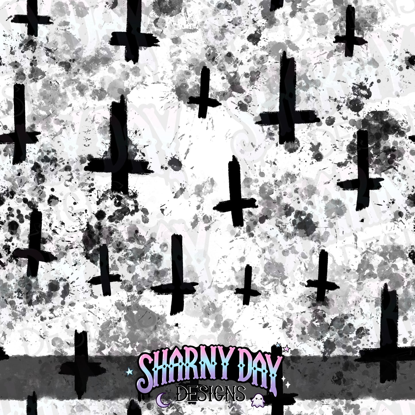 Mono Grunge Crosses non-exclusive Seamless Pattern Design