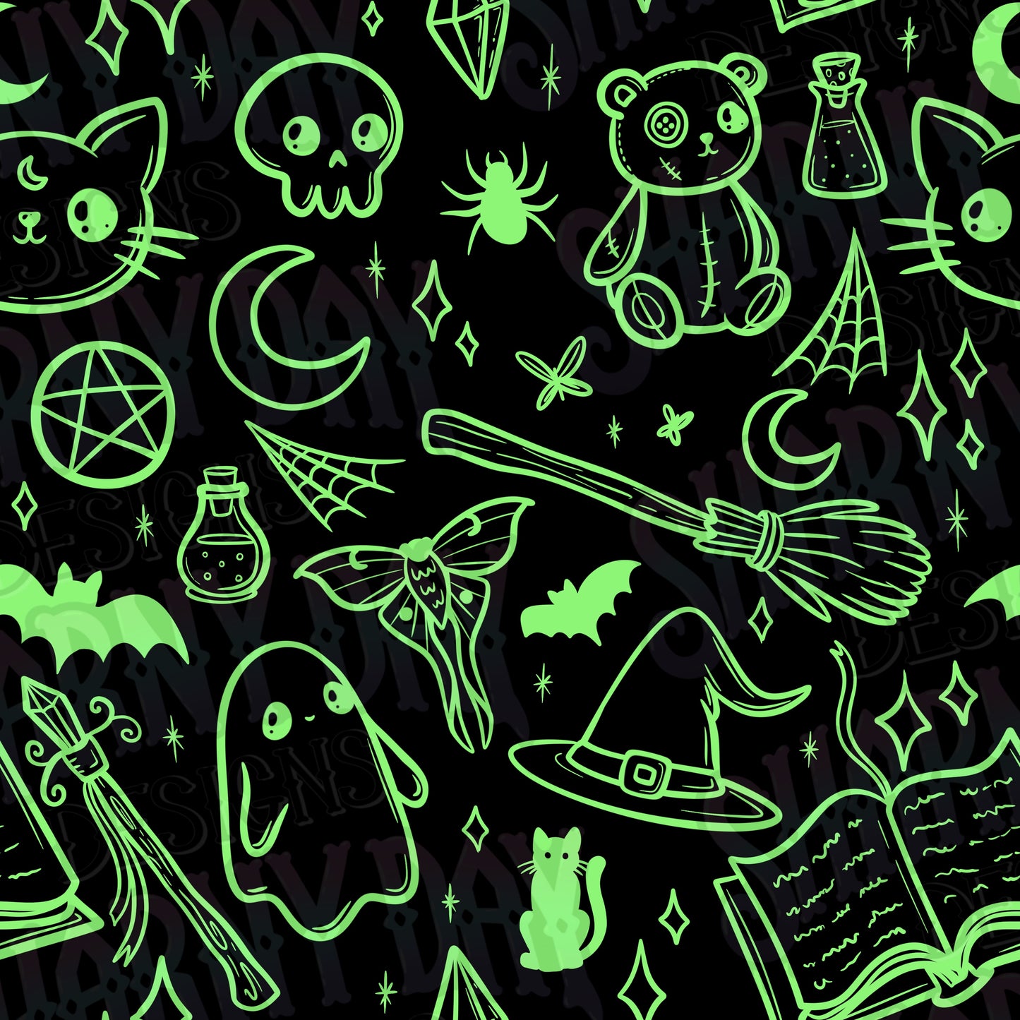 Spoopy Doodles non-exclusive Seamless Pattern Design